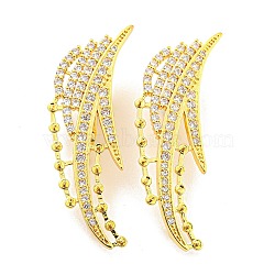 Rack Plating Brass Pave Clear Cubic Zirconia Twister Clasps, Long-Lasting Plated, Cadmium Free & Lead Free, Real 18K Gold Plated, 49x20x9.5mm(KK-P243-03G)