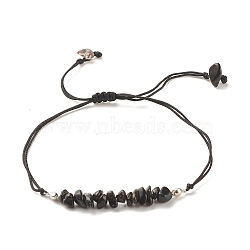 Natural Obsidian Chips Braided Bead Bracelet, Gemstone Adjustable Bracelet for Women, Inner Diameter: 5/8~3-5/8 inch(1.6~9.3cm)(X-BJEW-JB08019-08)