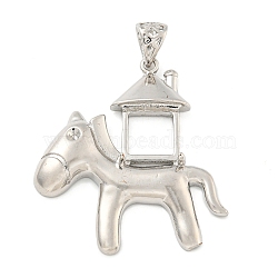 Rack Plating Brass Pendants Cabochon Settings, Horse, Platinum, 44x39.5x5mm, Hole: 7.5x5mm, Tray: 12x10.5mm(KK-A217-07P)