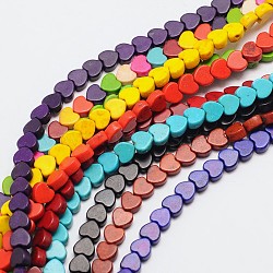 Dyed Synthetical Turquoise Heart Bead Strand, Mixed Color, 5x6x3mm, Hole: 1mm, about 79pcs/strand, 15.7 inch(G-P083-88)