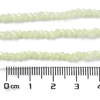 Baking Painted Imitation Jade Glass Bead Strands, Faceted Rondelle, Pale Green, 3x2mm, Hole: 0.8mm, about 158pcs/strand, 14.76''(37.5cm)
