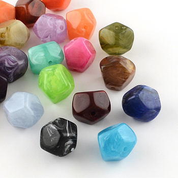Imitation Gemstone Acrylic Beads, Mixed Color, 20x22x21mm, Hole: 3mm, about 89pcs/500g