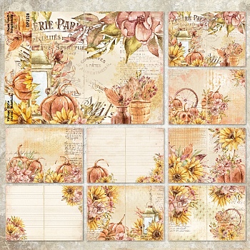8 Sheets A5 Autumn Pumpkin Scrapbook Paper Pads, for DIY Album Scrapbook, Background Paper, Diary Decoration, Gold, 145x210mm