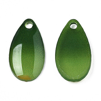 Plastic Pendants, Leaf, Green, 17x9x2mm, Hole: 1.8mm