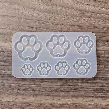 DIY Pendant Silicone Molds, Resin Casting Molds, for UV Resin, Epoxy Resin Jewelry Making, Paw Print, 73x132x6mm, Hole: 1.2~1.6mm, Inner Diameter: 18~40.5x19~45mm