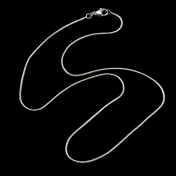 Brass Round Snake Chain Necklace for Men Women, Platinum, 17.52 inch, 1Pc/set