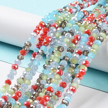 Glass Beads Strands, Faceted, Rondelle, Light Steel Blue, 4x3mm, Hole: 0.4mm, about 123~127pcs/strand, 15.75~16.5 inch(40~42cm)