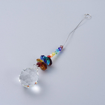 Chandelier Suncatchers Prisms, Chakra Crystal Balls Hanging Pendant Ornament, for Home, Office, Garden Decoration, Colorful, 215mm