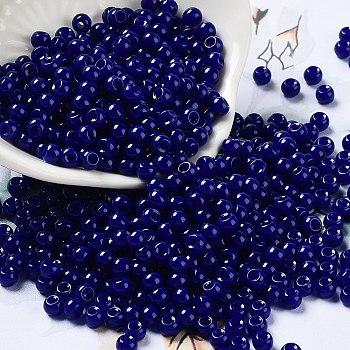 Baking Paint Glass Seed Beads, Round, Midnight Blue, 4x3mm, Hole: 1.2mm, about 7650pcs/pound