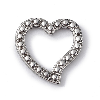 304 Stainless Steel Linking Rings, Bumpy, Asymmetrical Heart, Stainless Steel Color, 22x22x2.5mm, Inner Diameter: 12x15.5mm