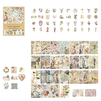 Scrapbook Paper and Sticker Kit, for DIY Album Scrapbook, Background Paper, Diary Decoration, Angel & Fairy, 60~90x60~100mm, 100pcs/set