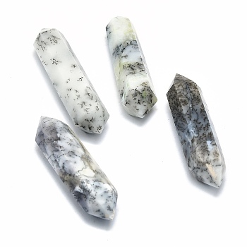 Natural White African Opal Beads, Healing Stones, Reiki Energy Balancing Meditation Therapy Wand, No Hole/Undrilled, Double Terminated Point, 54~55x13~16x12~14mm