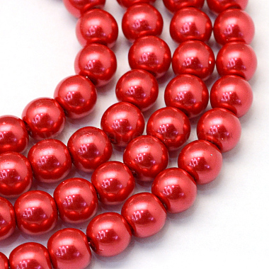 12mm Crimson Round Glass Beads
