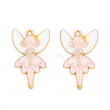 Golden Misty Rose Angel & Fairy Alloy+Enamel Pendants