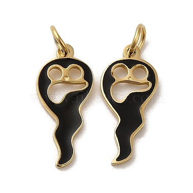 Real 14K Gold Plated Black Ghost Stainless Steel+Enamel Charms