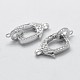 Rhodium Plated 925 Sterling Silver Cubic Zirconia Lobster Claw Clasps(STER-K169-01P)-2