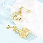 Half Round Brass Dangle Stud Earrings, Cadmium Free & Lead Free, Rack Plating, Long-Lasting Plated, Golden, 23.5x13mm(EJEW-D351-04G)