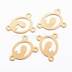 Ion Plating(IP) 304 Stainless Steel Chandelier Component Links, 3 Loop Connectors, Oval with Virgin Mary, Golden, 20x15x0.8mm, Hole: 1.5mm(STAS-H378-10G)