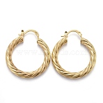 Brass Hoop Earring, Long-Lasting Plated, Twisted Ring Shape, Golden, 35x31x4mm, Pin: 1mm(EJEW-P265-03G)