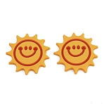 PVC Cabochons, Rubberized, Orange, Sun, 27.5x28.5x3mm(PVC-D001-01D)