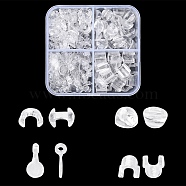 4 Style AS Plastic Base Buckle Hair Findings, for Hair Tie Accessories Making, Clear, 8.5~16x6~11x5.5~6mm, 190pcs/box(KY-YW0001-40)
