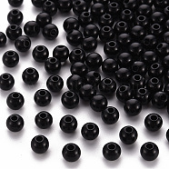 Opaque Acrylic Beads, Round, Black, 6x5mm, Hole: 1.8mm, about 4400pcs/500g(MACR-S370-C6mm-S002)