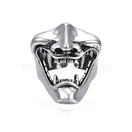 Gothic Punk Open Mouth Alloy Open Cuff Ring for Men Women, Cadmium Free & Lead Free, Antique Silver, US Size 9 1/2(19.3mm)(RJEW-T009-59AS)