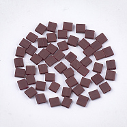 2-Hole Opaque Glass Seed Beads, Frosted, Rectangle, Coconut Brown, 5x4.5~5.5x2~2.5mm, Hole: 0.5~0.8mm(SEED-S023-23C-04)