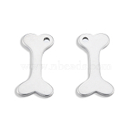 201 Stainless Steel Charms, Bone, Stainless Steel Color, 15x7.5x1mm, Hole: 1.2mm(STAS-N098-121P)