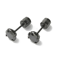 Cubic Zirconia Diamond Stud Earrings, Gunmetal Titanium Steel Jewelry for Women, Black, 6mm, Pin: 0.9mm(EJEW-TAC0015-20B-02)