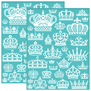 Self-Adhesive Silk Screen Printing Stencil, for Painting on Wood, DIY Decoration T-Shirt Fabric, Turquoise, Crown, 280x220mm(DIY-WH0338-303)