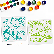 US 1 Set PET Hollow Out Drawing Painting Stencils, with 1Pc Art Paint Brushes, for DIY Scrapbook, Photo Album, Branch Pattern, Stencils: 300x300mm, 2pcs/set, Brushes: 169x5mm, 1pc(DIY-MA0001-21)