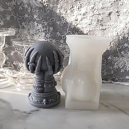 Halloween Theme DIY Candle Silicone Statue Molds, Portrait Sculpture Resin Casting Molds, For UV Resin, Epoxy Resin Jewelry Making, Hand with Round & Skull, White, 140x88x84mm, Inner Diameter: 71mm(X-DIY-C032-02)