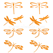 8Pcs 4 Styles PET Self-Adhesive Stickers, for Party Decorative Presents, Dragonfly, Gold, 55~82x77~104x0.3mm, 2pcs/style(STIC-GF0001-24B)