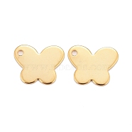 201 Stainless Steel Charms, Butterfly, Real 24k Gold Plated, 10x12x0.8mm, Hole: 1.6mm(STAS-K217-79A-G)