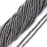Electroplate Glass Beads Strands, Full Plated, Round, Gunmetal Plated, 2.5mm, Hole: 0.7mm, about 177pcs/Strand, 14.09 inch(35.8cm)(EGLA-K014-A-FP02)