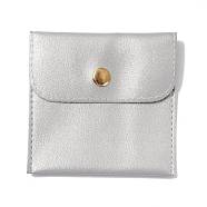 PU Imitation Leather Jewelry Storage Bags, with Golden Tone Snap Buttons, Square, Silver, 7.9x8x0.75cm(ABAG-P006-01A-04)