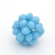 Imitation Jade Glass Round Woven Beads, Cluster Beads, Light Sky Blue, 22mm, Beads: 6mm(GLAA-A034-6mm-B10)