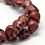 Dyed Synthetic Turquoise Bead Strands, Skull, Saddle Brown, 10x8x10mm, Hole: 1mm, about 38~40pcs/strand, 15~15.5 inch(X-G-M145-12-B)