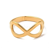 Ion Plating(IP) 201 Stainless Steel Infinity Finger Ring for Women, Golden, US Size 6(16.5mm)(RJEW-G266-13G)
