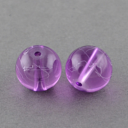 Drawbench Transparent Glass Beads Strands, Spray Painted, Round, Medium Orchid, 6mm, Hole: 1.3~1.6mm, 31.4 inch(GLAD-Q012-6mm-18)