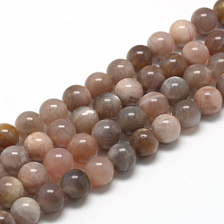 Natural Sunstone Beads Strands, Round, 10mm, Hole: 1mm, about 40pcs/strand, 15.7 inch(G-R446-10mm-30)