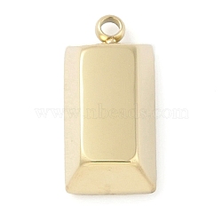 Ion Plating(IP) 304 Stainless Steel Pendants, Manual Polishing, Rectangle Charm, Real 18K Gold Plated, 15x7x4.5mm, Hole: 1.4mm(STAS-P366-92B-G)