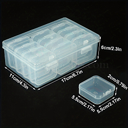 Plastic Craft Organizer Case Sets, 12 Grids Bead Containers, Rectangle, Clear, 17x11x6cm, Small Box: 5.5x5.5x2cm(PW-WG69924-01)