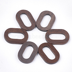 Painted Wood Pendants, Oval, Coconut Brown, 36x25x3.5~4mm, Hole: 1.2mm(WOOD-T021-14C)