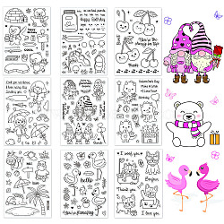 Globleland 9 Sheets 9 Style PVC Plastic Stamps, for DIY Scrapbooking, Photo Album Decorative, Cards Making, Stamp Sheets, Mixed Patterns, 16x11x0.3cm(DIY-GL0003-01)