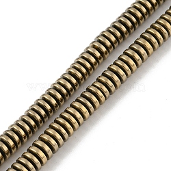 Electroplated Synthetic Non-magnetic Hematite Beads Strands, Flat Round/Disc, Heishi Beads, Light Gold Plated, 5.1~5.4x1.7~1.85mm, Hole: 0.7mm, about 215pcs/strand, 16.02''(40.7cm)(G-Z032-C02-04LG)