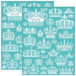 Self-Adhesive Silk Screen Printing Stencil, for Painting on Wood, DIY Decoration T-Shirt Fabric, Turquoise, Crown, 280x220mm(DIY-WH0338-303)