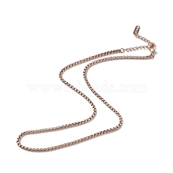 Ion Plating(IP) 304 Stainless Steel Box Chain Necklace for Men Women, Rose Gold, 15.98 inch(40.6cm)(NJEW-K245-020C)
