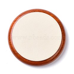 Flat Round Wood Pesentation Jewelry Bracelets Display Tray, Covered with Microfiber, Coin Stone Organizer, Antique White, 10.1x2.2cm(ODIS-P008-15A-01)